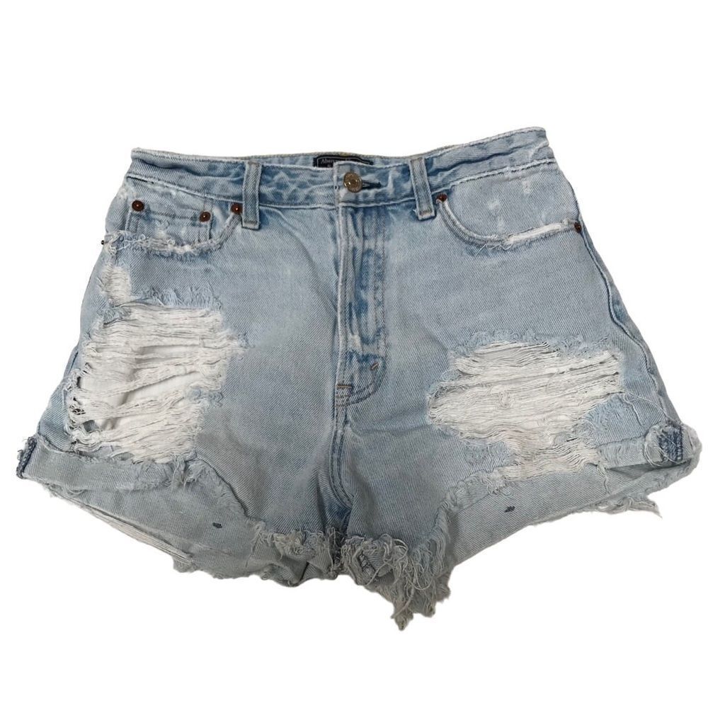 Abercrombie & Fitch Annie high-rise distressed cut off denim jean shorts 25/0